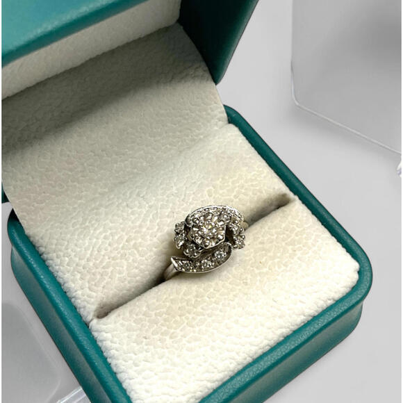 Vintage Diamond 14K White Gold Engagement Ring sz 6 - Picture 1 of 8